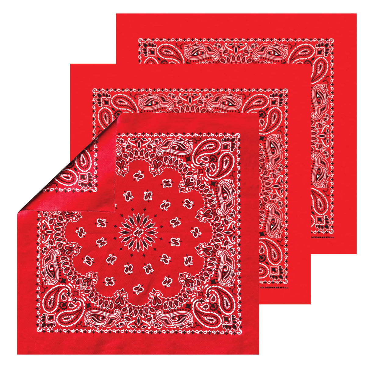 B53 100% Cotton Paisley Bandanas Made in the USA - Stylish Headband, Handkerchief, Scarf - 21 inch x 21 inch
