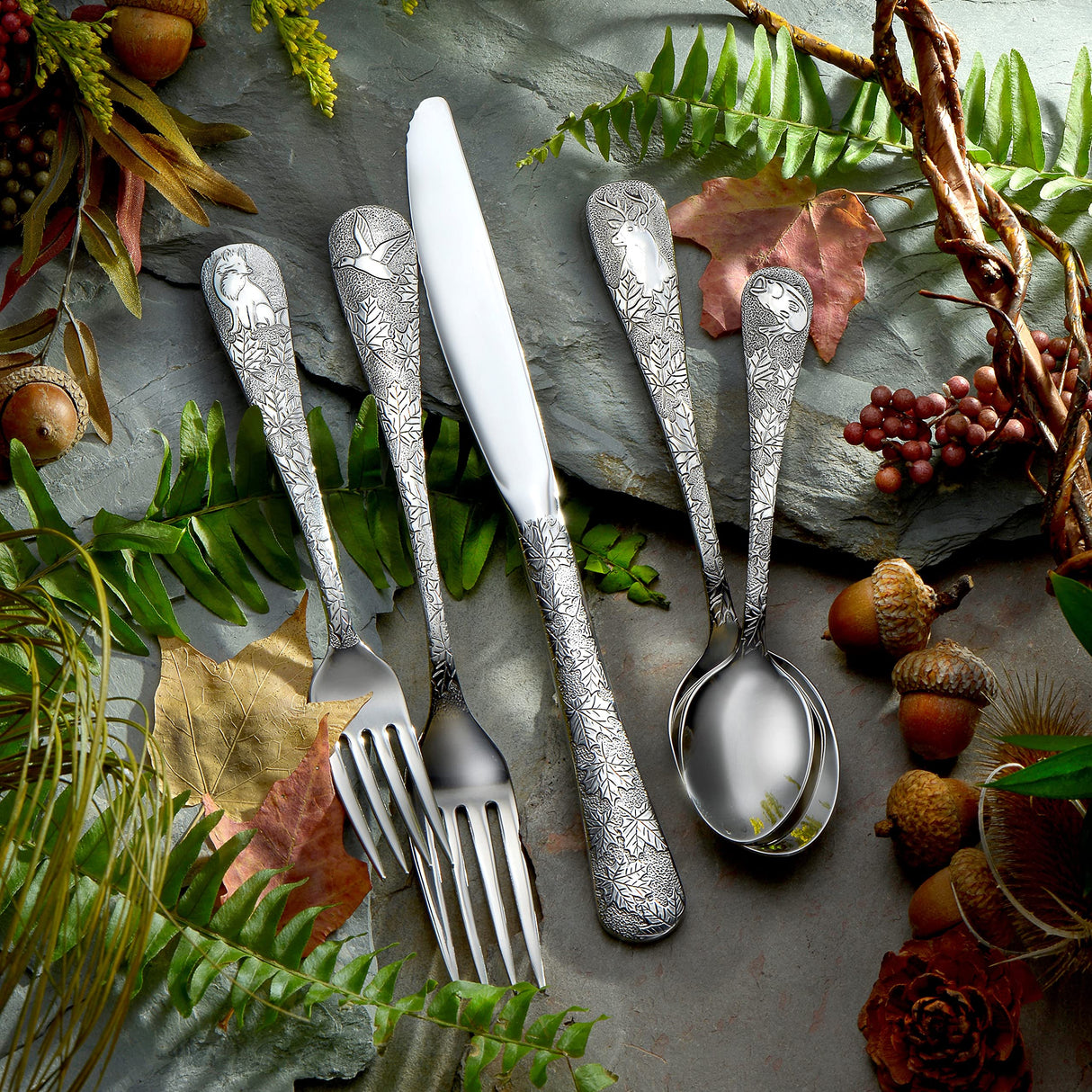 Liberty Tabletop American Outdoors 20 Piece Flatware set Service for Four Made in the USA Silverware
