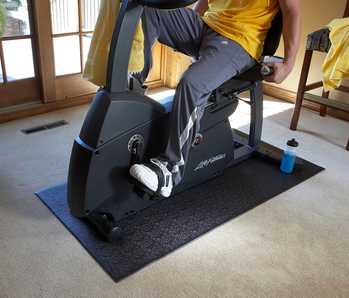 SuperMats High Density Commercial Grade Solid Equipment Mat 40GS Made in U.S.A. for Cardio Equipment Recumbent Bikes and General Floor Mat Needs (60 in x 30 in x 0.125 in) , Black