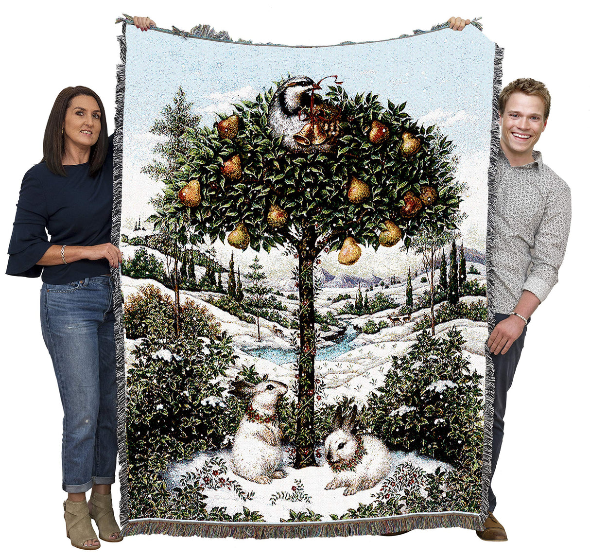 Pure Country Weavers Twelve Days of Christmas Blanket by Lynn Bywaters - Gift Tapestry Throw Woven from Cotton - Made in The USA (72x54)