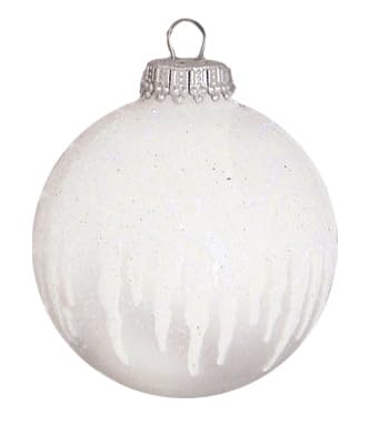 Glass Christmas Tree Ornaments - 67mm/2.625" [4 Pieces] Decorated Balls from Christmas by Krebs Seamless Hanging Holiday Decor (Frost with Blue & Silver Bethlehem Scene)