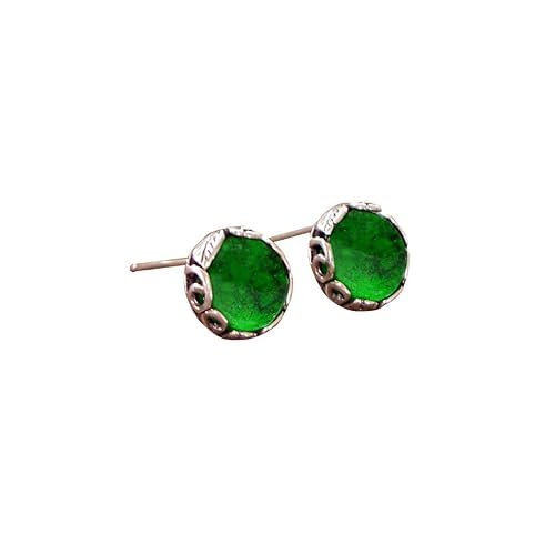 Recycled Vintage Sterling Silver Botanical Collection Stud Earrings (Mason Jar (Aqua))