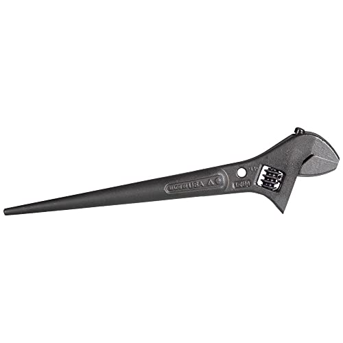 Klein Tools 3227 Extra Wide Adjustable Wrench, Made in USA, Construction Spud Wrench for Up to 1-7/16-Inch Nuts and Bolts, 10-Inch, with Tether Hole