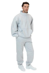 Los Angeles Apparel Heavy Fleece X Pocketed Half Zip Sweater (Piece Dye)