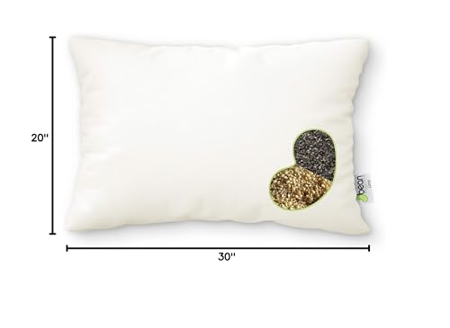 Multi Grain Japanese Pillow - 14" x 20" - Organic Cotton Zippered Shell with 1 Side Organic Millet and 1 side Organic Buckwheat - Bed Body Floor Cushion Insert Couch Throw Bolster - Made in USA