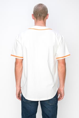 YURO-K Men's Cotton White Color Baseball Jersey with Piping/Made in Los Angeles