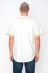 YURO-K Men's Cotton White Color Baseball Jersey with Piping/Made in Los Angeles