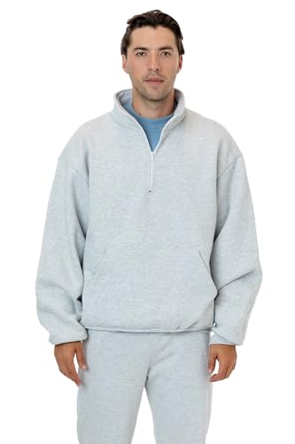 Los Angeles Apparel Heavy Fleece X Pocketed Half Zip Sweater (Piece Dye)