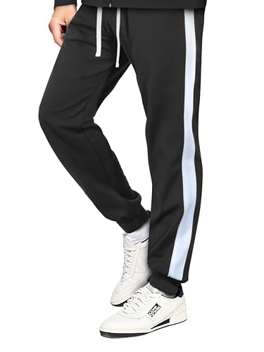 Hat and Beyond Mens Premium USA Made Striped Track Suit Athletic Casual Running Workout Sweat Suit Combo Track Jacket & Pant