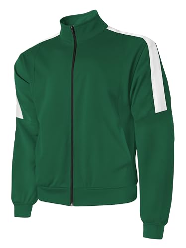 Hat and Beyond Mens Made in USA Premium Track Jacket & Pants Striped Sweatsuit Athletic Casual Essentials Gym