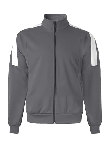 Hat and Beyond Mens Made in USA Premium Track Jacket & Pants Striped Sweatsuit Athletic Casual Essentials Gym