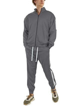 Hat and Beyond Mens Made in USA Premium Track Jacket & Pants Striped Sweatsuit Athletic Casual Essentials Gym