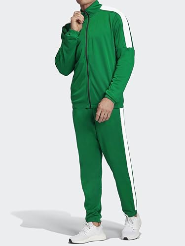 Hat and Beyond Mens Made in USA Premium Track Jacket & Pants Striped Sweatsuit Athletic Casual Essentials Gym