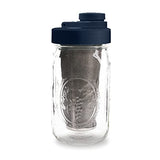 Brewing America Mason Jar Cold Brew Coffee Maker Infuser: Made in USA Wide Mouth Mason Jar with Screw Top Pour and Drinking Lid, Stainless Steel Filter - Coffee, Tea, Alcohol - 2 Quart 64 oz Blue Lid