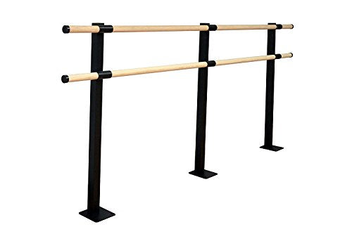 Vita Vibe - USA Made - Traditional Wood Double Barre Fixed Height Floor Mount Ballet Barre - Stretch/Dance Bar - 4 FT- 40 FT