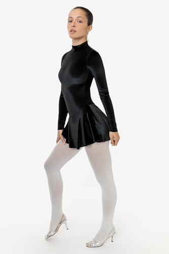 Los Angeles Apparel Velvet Long Sleeve Mockneck Skirted Leotard