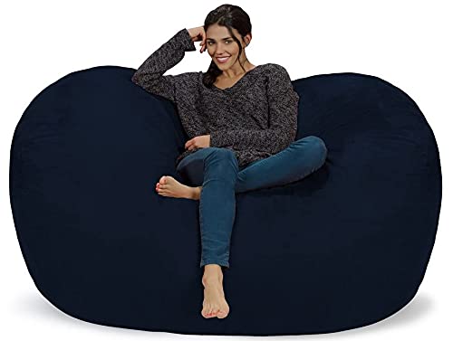 Chill Sack Bean Bag Chair: Huge 6' Memory Foam Furniture Bag and Large Lounger - Big Sofa with Soft Micro Fiber Cover - Red Furry