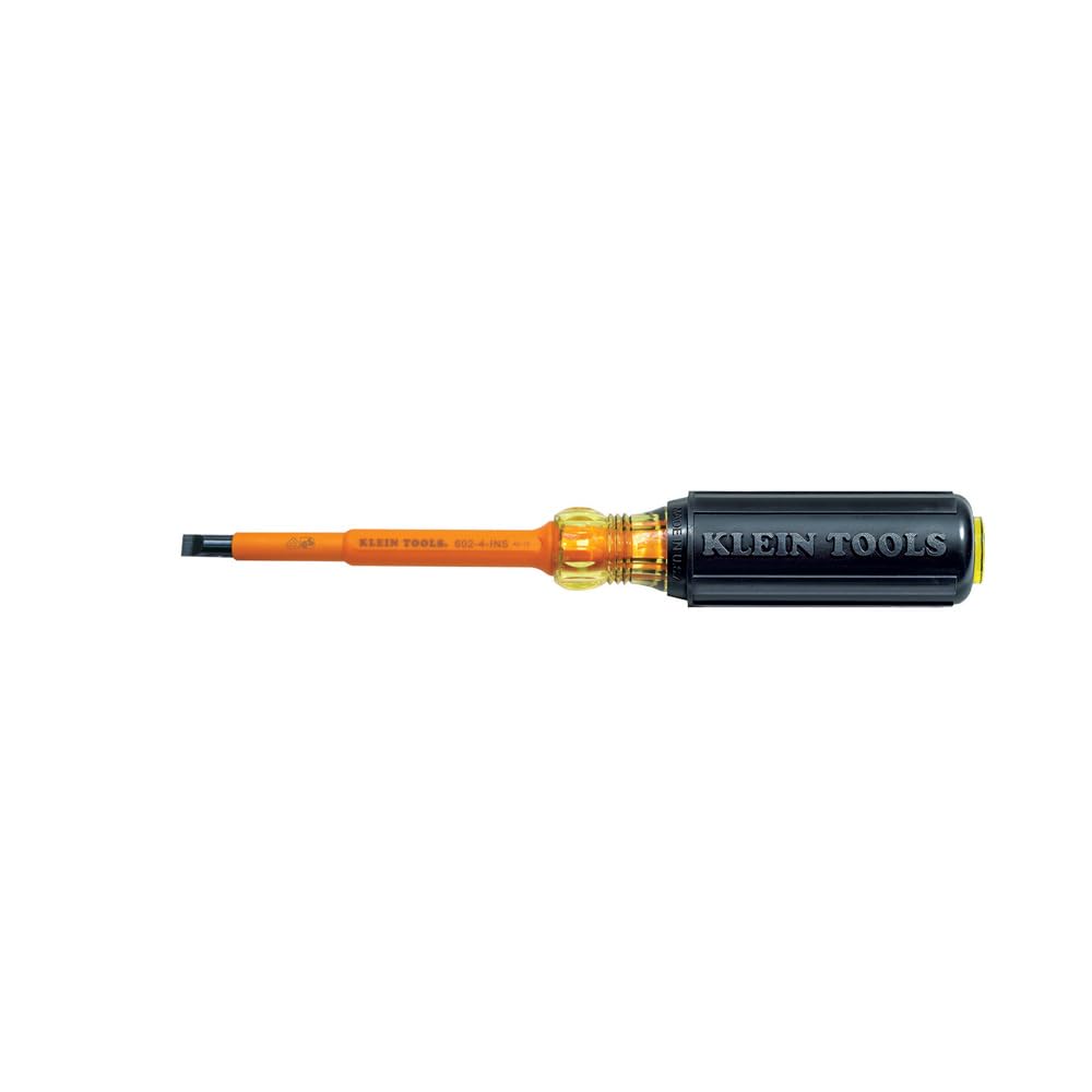 Klein Tools 602-4-INS 1/4-Inch Cabinet Tip Insulated Screwdriver, 4-Inch, Made in USA