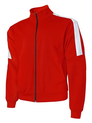 Hat and Beyond Mens Made in USA Premium Track Jacket & Pants Striped Sweatsuit Athletic Casual Essentials Gym