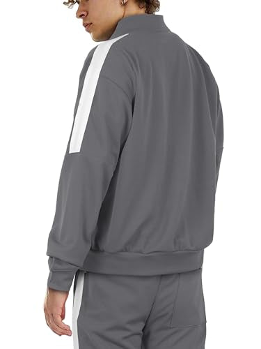 Hat and Beyond Mens Made in USA Premium Track Jacket & Pants Striped Sweatsuit Athletic Casual Essentials Gym