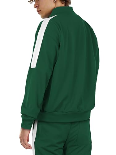 Hat and Beyond Mens Made in USA Premium Track Jacket & Pants Striped Sweatsuit Athletic Casual Essentials Gym