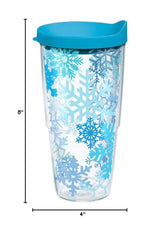 Tervis Christmas Holiday Blue Winter Snowflakes Made in USA Double Walled Insulated Tumbler Travel Cup Keeps Drinks Cold & Hot, 24oz, Classic