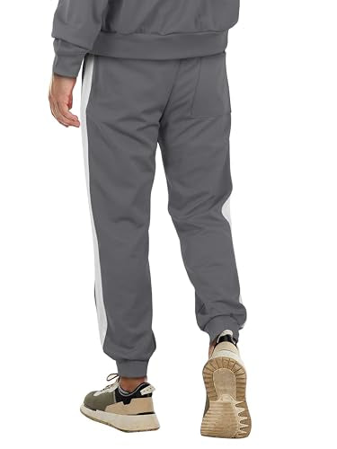 Hat and Beyond Mens Made in USA Premium Track Jacket & Pants Striped Sweatsuit Athletic Casual Essentials Gym