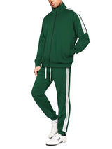 Hat and Beyond Mens Premium USA Made Striped Track Suit Athletic Casual Running Workout Sweat Suit Combo Track Jacket & Pant