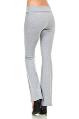 JJJ Women's Cotton Yoga Pants Fold Over Waistband - Made in USA