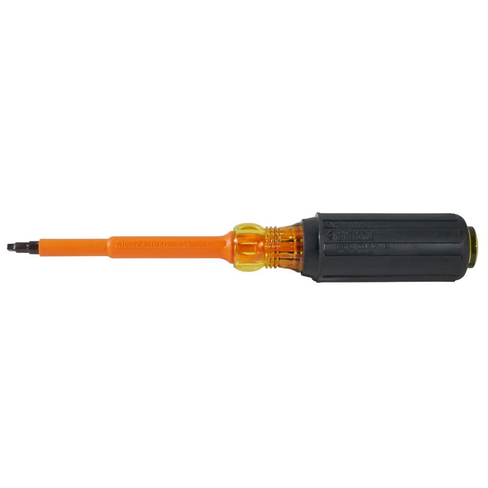 Klein Tools 602-4-INS 1/4-Inch Cabinet Tip Insulated Screwdriver, 4-Inch, Made in USA