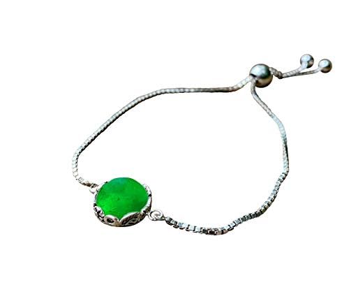 Bottled Up Designs Handmade Vintage Botanical Series Adjustable Slider Bracelet, Recycled Glass, Sterling Silver, Eco Friendly, Made in USA, Birthday Gifts, Mothers Day, Women (Mason Jar (Aqua))