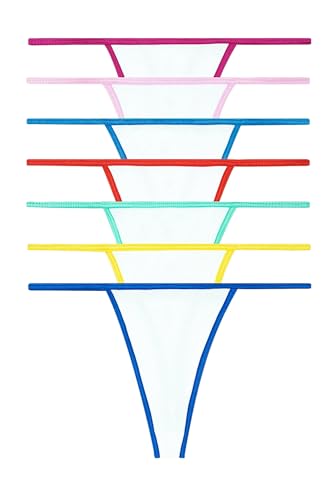 Los Angeles Apparel Contrast Baby Rib Thong 7-Pack