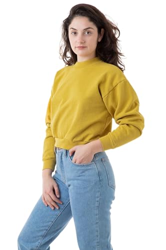 Los Angeles Apparel Heavy Fleece Cropped Mock Neck Pullover (Garment Dye)