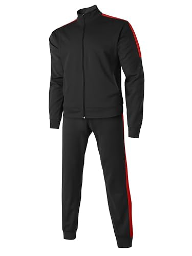 Hat and Beyond Mens Made in USA Premium Track Jacket & Pants Striped Sweatsuit Athletic Casual Essentials Gym