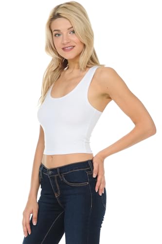 7Wins Women's Casual Solid Sleeveless Crop Top Basic Round Neck Tank Top