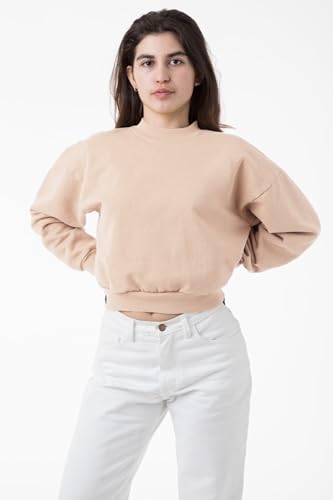 Los Angeles Apparel Heavy Fleece Cropped Mock Neck Pullover (Garment Dye)