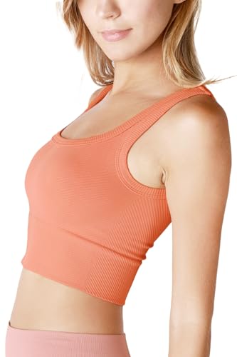 NIKIBIKI Women Seamless Chevron Ribbed Crop Top, Made in U.S.A, One Size