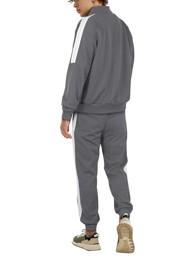 Hat and Beyond Mens Made in USA Premium Track Jacket & Pants Striped Sweatsuit Athletic Casual Essentials Gym