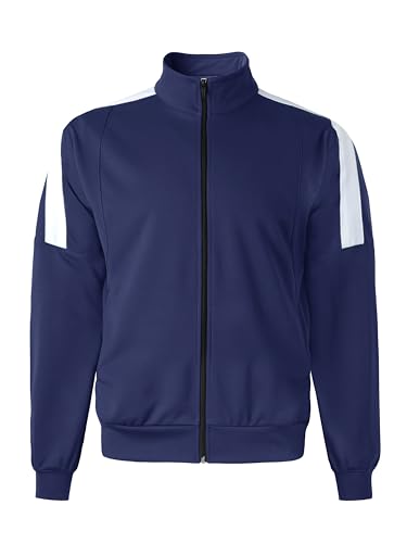 Hat and Beyond Mens Made in USA Premium Track Jacket & Pants Striped Sweatsuit Athletic Casual Essentials Gym