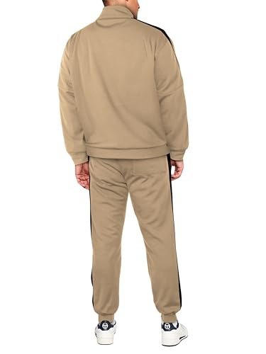 Hat and Beyond Mens Premium USA Made Striped Track Suit Athletic Casual Running Workout Sweat Suit Combo Track Jacket & Pant