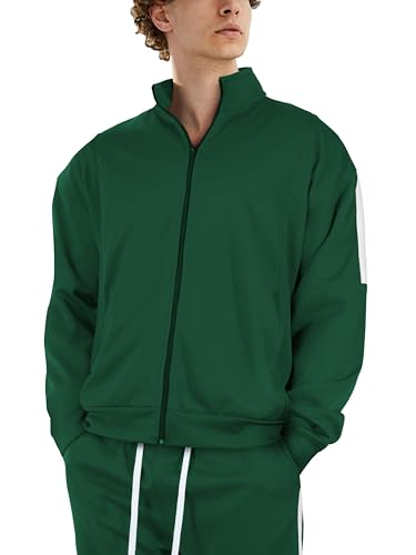 Hat and Beyond Mens Made in USA Premium Track Jacket & Pants Striped Sweatsuit Athletic Casual Essentials Gym