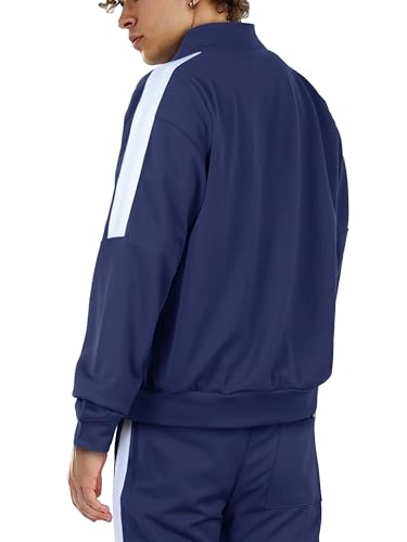 Hat and Beyond Mens Made in USA Premium Track Jacket & Pants Striped Sweatsuit Athletic Casual Essentials Gym