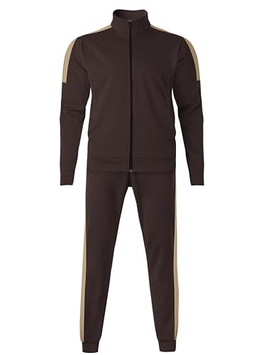 Hat and Beyond Mens Made in USA Premium Track Jacket & Pants Striped Sweatsuit Athletic Casual Essentials Gym