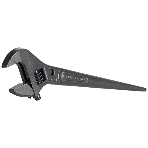 Klein Tools 3227 Extra Wide Adjustable Wrench, Made in USA, Construction Spud Wrench for Up to 1-7/16-Inch Nuts and Bolts, 10-Inch, with Tether Hole