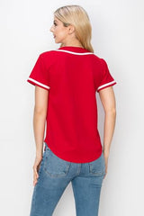 YURO-K Women's Solid Colors Baseball Jersey with Piping/Made in Los Angeles