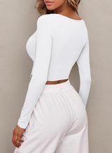 Sweet Hearts Long Sleeve Crop Tops for Women- Ribbed Cute Cropped Top Square Neck Casual Basic Shirt Made in USA