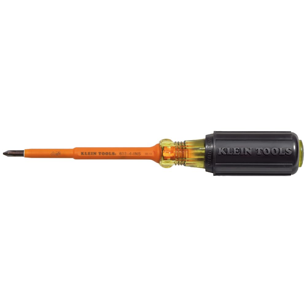 Klein Tools 602-4-INS 1/4-Inch Cabinet Tip Insulated Screwdriver, 4-Inch, Made in USA