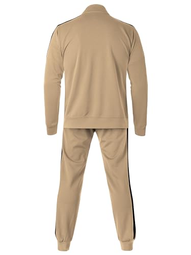 Hat and Beyond Mens Made in USA Premium Track Jacket & Pants Striped Sweatsuit Athletic Casual Essentials Gym