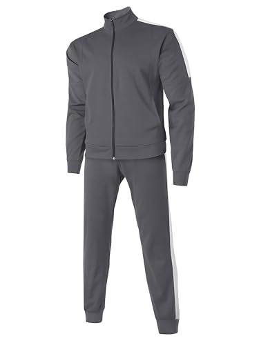 Hat and Beyond Mens Made in USA Premium Track Jacket & Pants Striped Sweatsuit Athletic Casual Essentials Gym