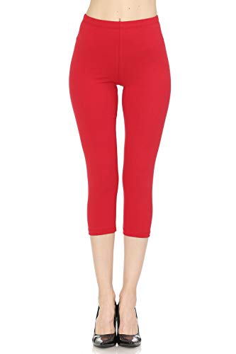 JJJ Women's Cotton Leggings, High Waist, Faux Leather - Made in USA - Regular/Plus Size